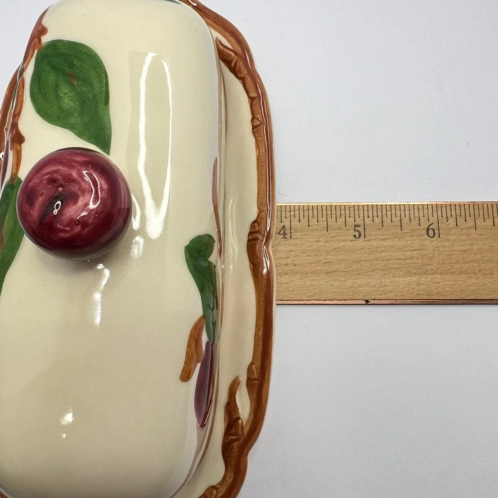 Franciscan Apple Butter Dish with Lid 1949-1953 Vintage Hand Painted USA Made